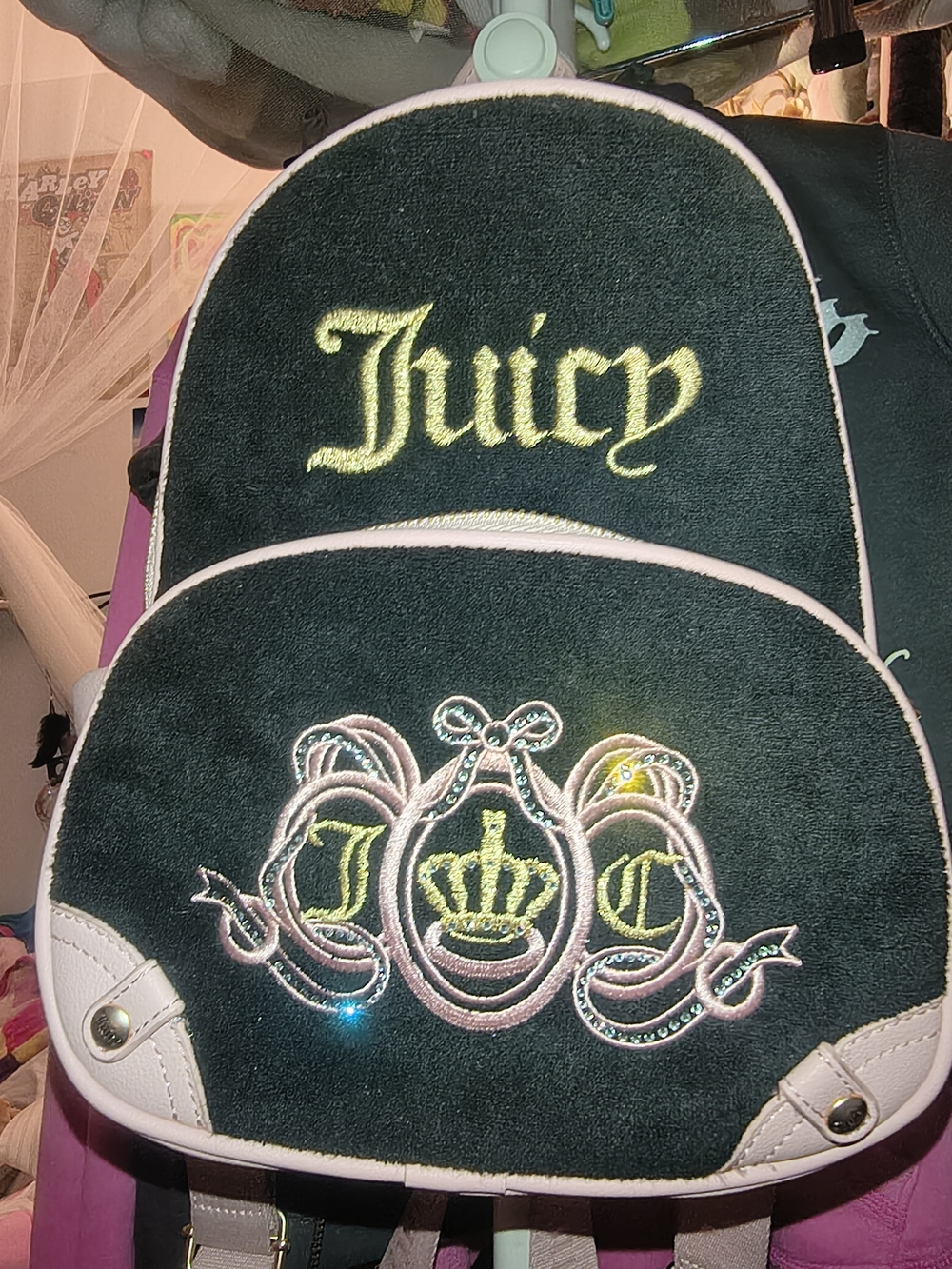 Juicy Couture Black Mini Backpack with Pale Pink Trim